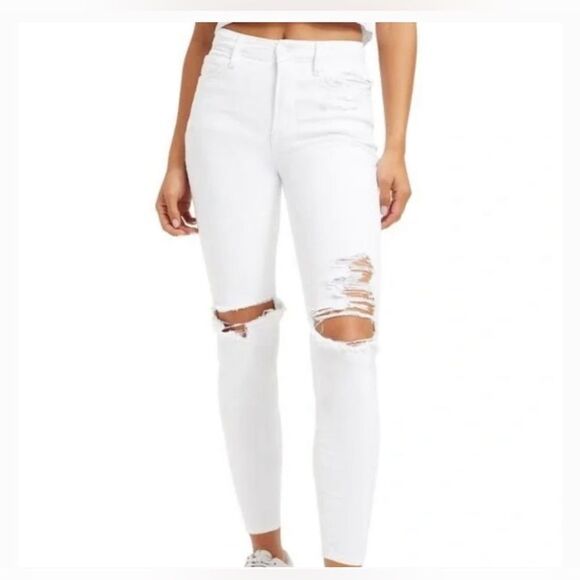 Good American High Waist Distressed White Jeans Size 10/30 NWT - Picture 2 of 12